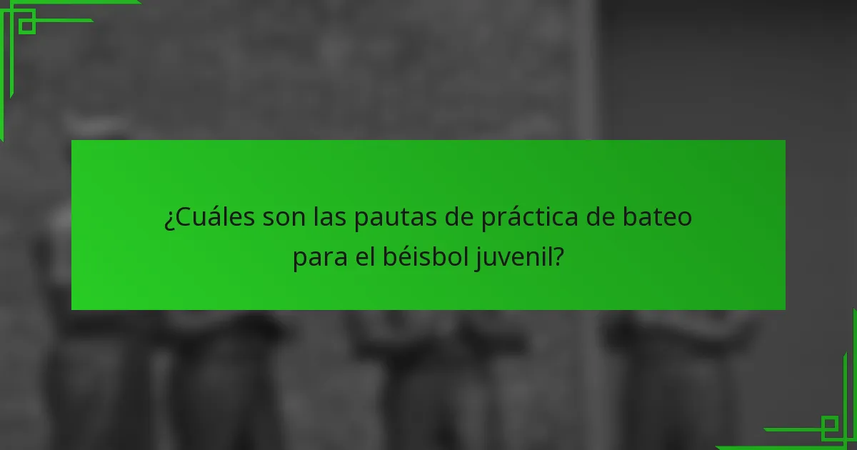 ¿Cuáles son las pautas de práctica de bateo para el béisbol juvenil?