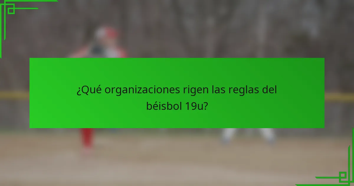 ¿Qué organizaciones rigen las reglas del béisbol 19u?